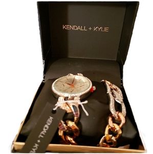 NWT Kendall + Kylie Tri Tone Watch and Bracelet Set
